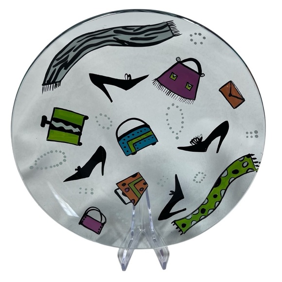 LOLITA Shopping Spree Collection Hand-painted Glass Fashion Plate 8" X 8" - Picture 2 of 15